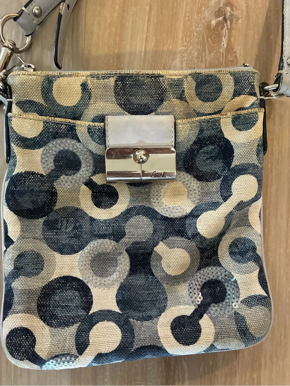 Coach Denim Sequins Crossbody